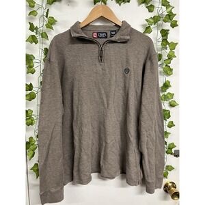 Vintage Chaps Ralph Lauren Men's Quarter Zip Jumper‎ Brown Beige Size X-Large